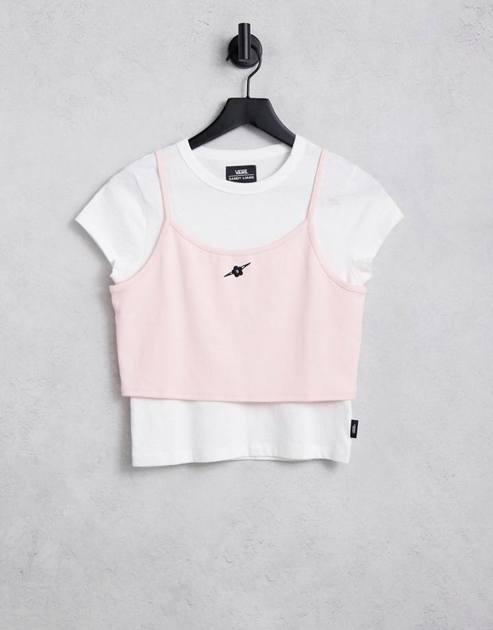 Vans X Sandy Liang Layered T-shirt In White And Pink