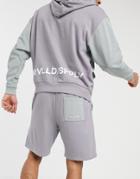 Asos Unrvlld Spply Oversized Hoodie With Cut And Sew Details And Back Print In Gray - Part Of A Set-grey