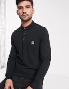Boss Passerby Slim Fit Long Sleeve Polo In Black