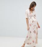 Asos Design Maternity Nursing Wrap Maxi Dress In Floral Print - Multi