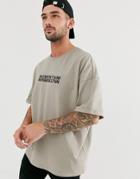 Asos Design Oversized T-shirt With Momentum Embroidery And Print - Gray