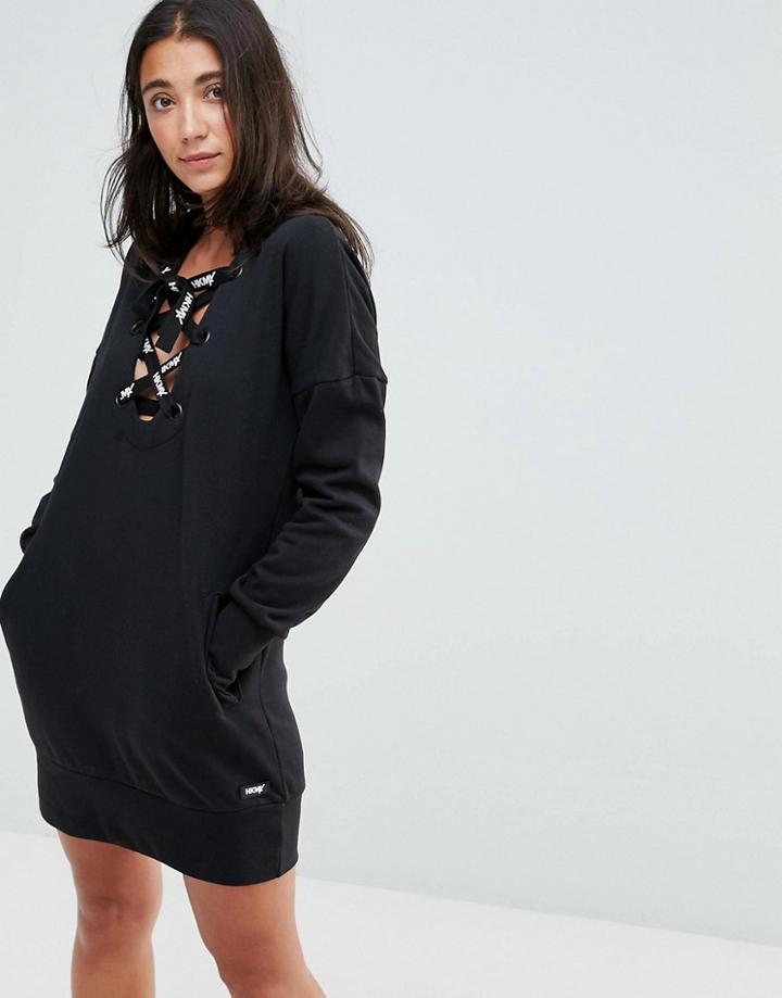 Hunkemoller Lace Up Sweat Dress - Black