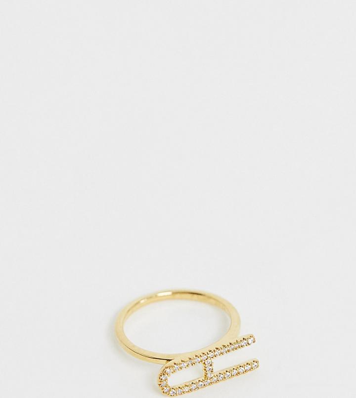 Galleria Armadoro Gold Plated Crystal Pave A Initial Ring - Gold