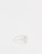 Asos Design Signet Ring With Crystal Detail-silver