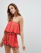Surf Gypsy Beach Pom Pom Romper-multi