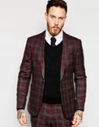 Asos Skinny Suit Jacket In Plaid Check - Multi