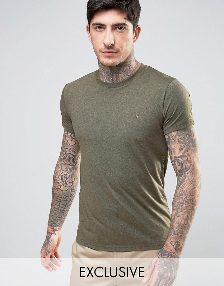 Farah Twisted Yarn Marl T-shirt Exclusive In Green - Green