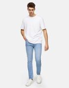 Topman Cotton Blend Stretch Skinny Jeans In Light Wash-blues