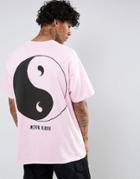 Hnr Ldn Ying Yang Back Print T-shirt In Oversized - Pink