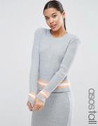 Asos Tall Sweater In Rib With Stripe Detail