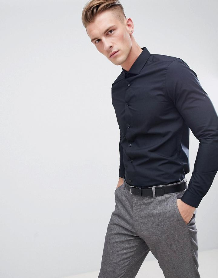 Burton Menswear Skinny Fit Shirt In Black - Black