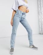 Monki Moluna Organic Cotton Slim Leg Jeans In Bleach Wash-blues