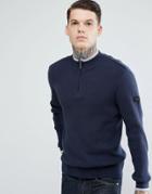 Ben Sherman Zipped High Neck Sweater - Navy