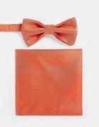 Devils Advocate Pocket Square And Bow Tie Set In Orange