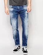 Replay Jeans Anbass Slim Fit Rip And Repair Dark Wash - Blue