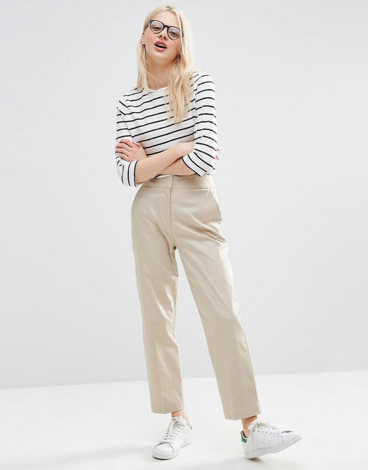 Asos Slim High Waist Trouser - Stone