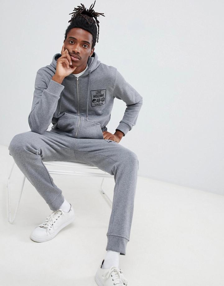 Love Moschino Hoodie In Gray - Gray