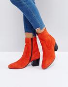 Asos Ruben Leather Ankle Boots - Red