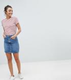 Asos Tall Denim Original High Waisted Skirt In Stonewash Blue - Blue