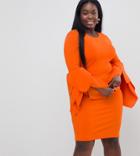 Club L Plus Sleeve Detail Scuba Bodycon Dress - Red