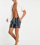 Hollister Swim Shorts With Navy Stripe And Small Logo