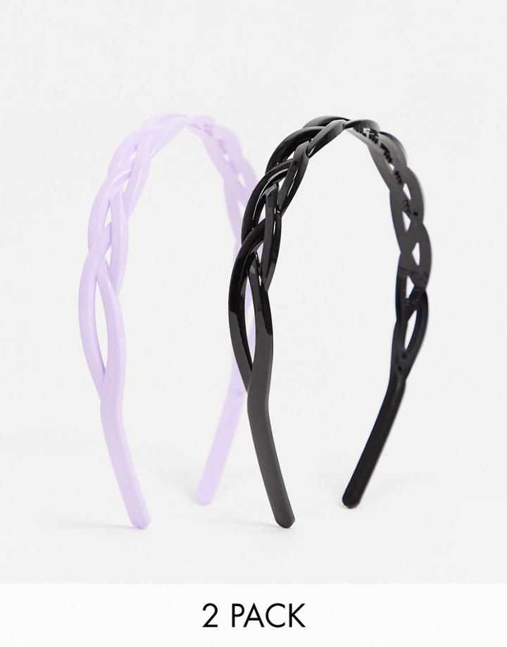 Designb London Twist Headband 2 Pack In Acryllic-multi