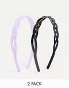 Designb London Twist Headband 2 Pack In Acryllic-multi