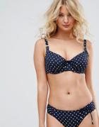 Dorina Dotted Print Cupped Bandeau Bikini Top - Black