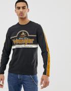 Wrangler Retro Logo Long Sleeve Top In Faded Black - Black