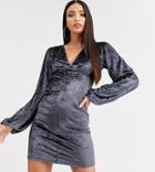 Asos Design Tall Button Through Velvet Mini Dress