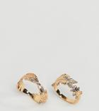 Asos Design Curve Pack Of 2 Rings With Leaf Design In Gold - Gold