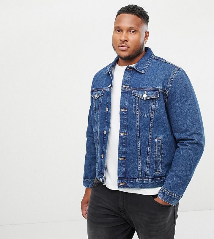 New Look Plus Denim Western Jacket In Blue - Black