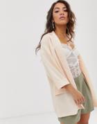 Asos Design Easy Relaxed Blazer In Textured Jersey - Pink
