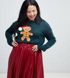 Brave Soul Plus Gingerbread Christmas Sweater - Green