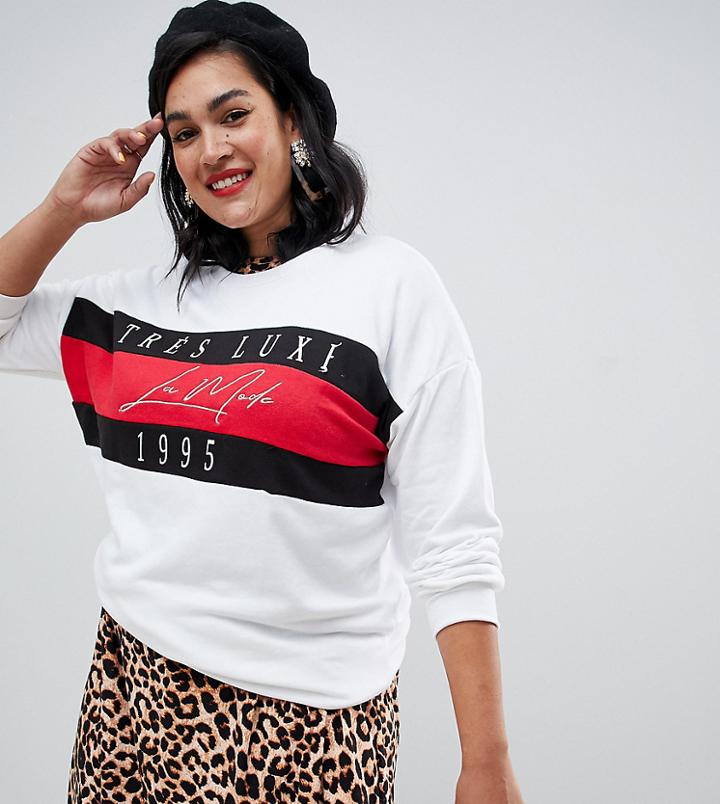 New Look Curve Slogan Sweat - White