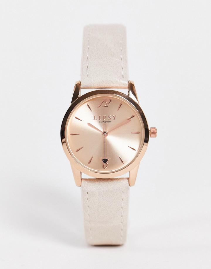 Lipsy Mock Croc Strap Watch In Rose Gold