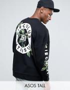 Asos Tall Oversized Sweatshirt With Printed Back & Sleeves - Black