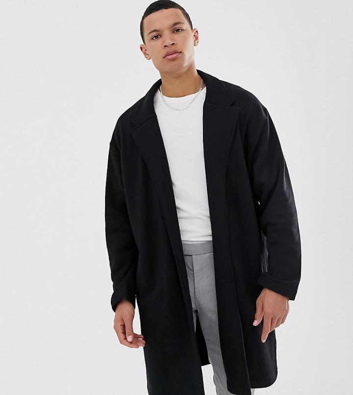 Asos Design Tall Oversized Jersey Duster In Black - Black
