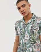 Burton Menswear Revere Collar Shirt With Floral Print In White - White