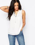Daisy Street Tank Top With Zip - White