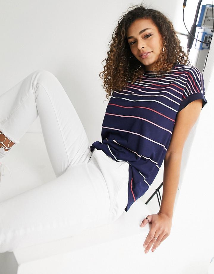 Oasis Rainbow Striped T-shirt In Blue-multi