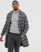 Harry Brown Premium Wool Blend Fleck Cocoon Coat - Black