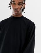 Asos Design Oversized Long Sleeve Jersey Turtleneck In Black