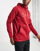 Nike Training Therma-fit 6mo Hbr Logo Fleece Hoodie In Berry Red