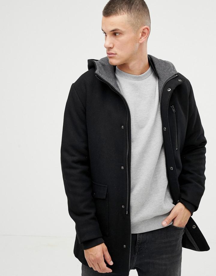 Jack & Jones Core Wool Parka - Black