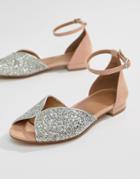 Asos Design Lozzy Peep Toe Ballets-silver