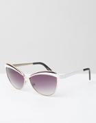 Jeepers Peepers Vintage Style Cat Eye Sunglasses - White