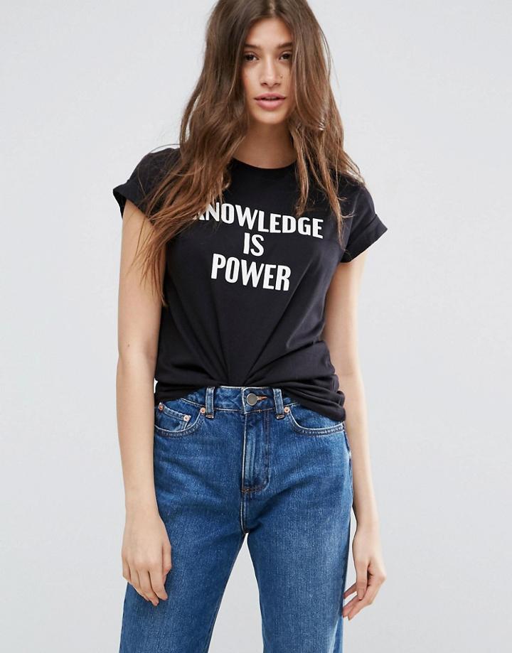 Asos T-shirt With Knowledge Is Power Print - Black