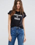 Asos T-shirt With Knowledge Is Power Print - Black