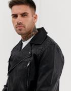 New Look Biker Jacket With Zip Detail In Black